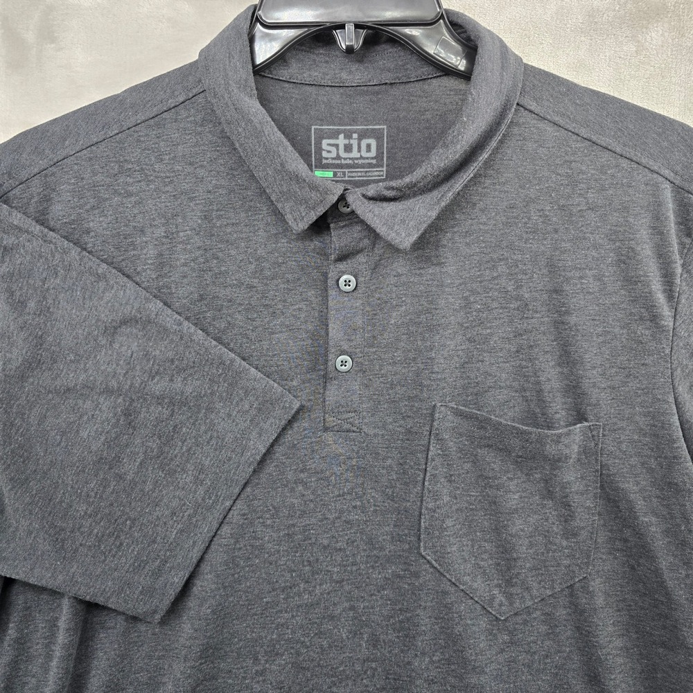 Stio Size XL Polo Shirt Charcoal Gray Short Sleeve Recycled Organic Cotton‎